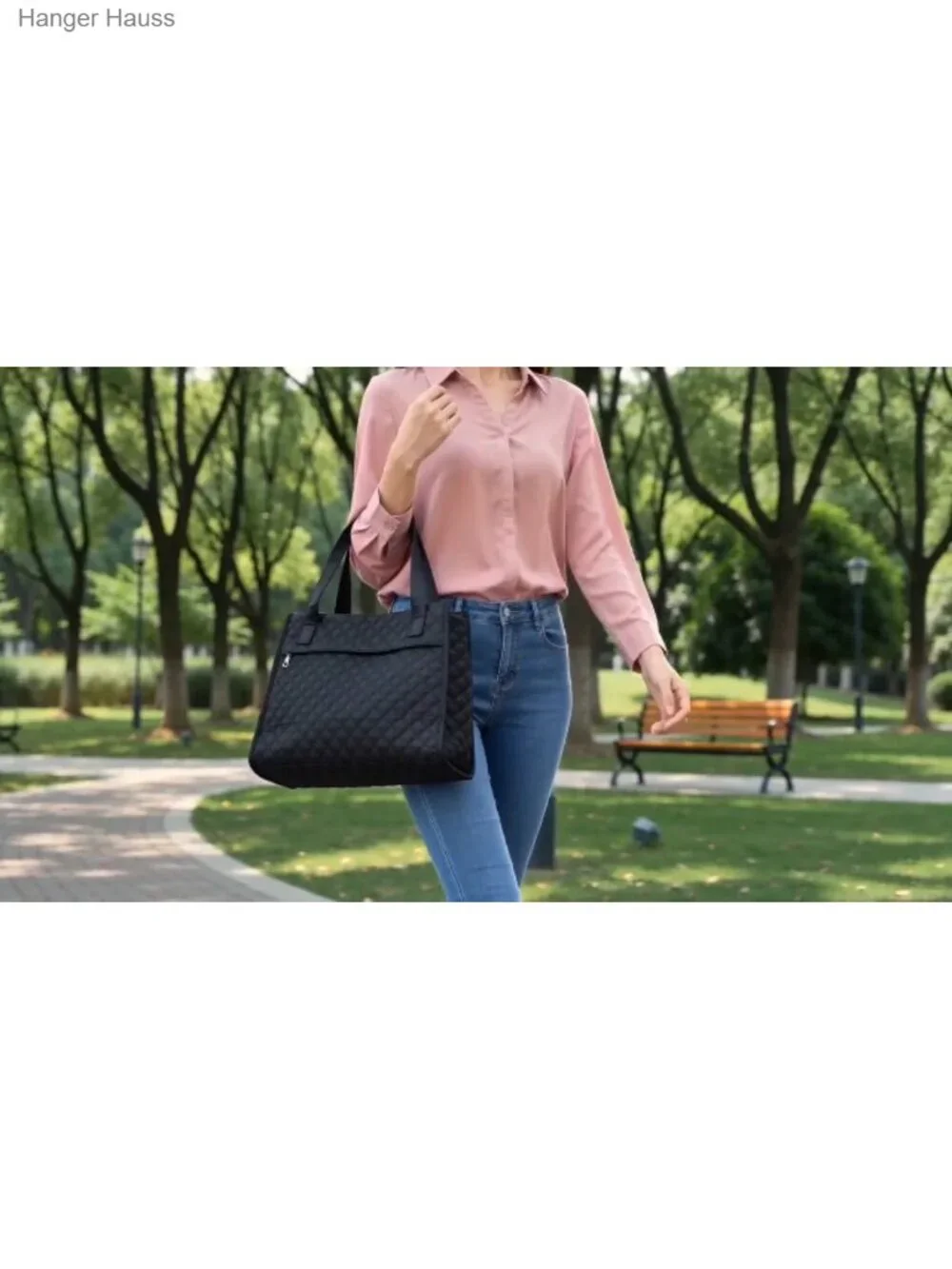 Quilted Puffer Tote Bag with Compartments, Spacious Work Shoulder Bag for Travel